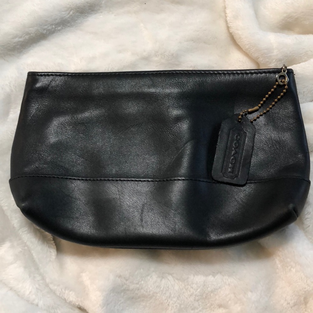 Black leather Coach wristlet